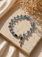 Pulseira Terço São Bento Cristal Azul - Importado do Brasil - Imagem 2