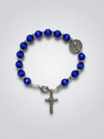 Pulseira Terço São Bento Cristal Azul Royal Aço Inoxidável Feito à Mão - Image 2
