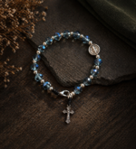 Pulseira Terço São Bento Cristal Azul - Importado do Brasil