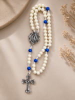 Terço Nossa Senhora das Graças - Contas Marfim e Azul - Image 3