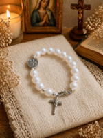 Terço Pulseira São Bento Pérola - Importado do Brasil