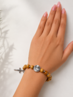 Pulseira Dezena São Bento Madeira e Aço Inoxidável - Feito a mão - Image 3