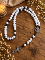 Terço Nossa Senhora das Graças Branco e Preto -Feito a Mão