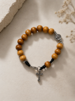 Pulseira Dezena São Bento Madeira e Aço Inoxidável - Feito a mão - Image 2