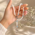 Terço Nossa Senhora das Graças Branco e Azul -importado do Brasil Feito a Mão