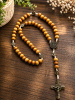 Terço São Bento Madeira Clara - Importado do Brasil Feiro a Mão