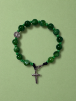 Pulseira Terço São Bento Pedra Verde Natural Aço Inoxidável Feito à Mão - Image 3