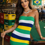 Vestido canelado tricot Brasil inspirado no modelo da Virgínia, Tamanho único