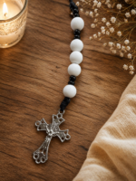 Terço Nossa Senhora das Graças Branco e Preto -Feito a Mão - Image 3