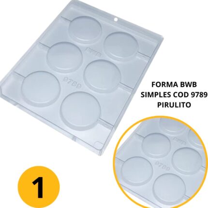 Forma pirulito redondo liso 60mm 9789 (D6) em acetato BMB